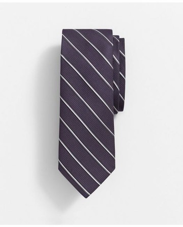 Brooks Brothers Men's Silk Textured Sidewheeler Stripe Tie | Dark Purple | Size Regular