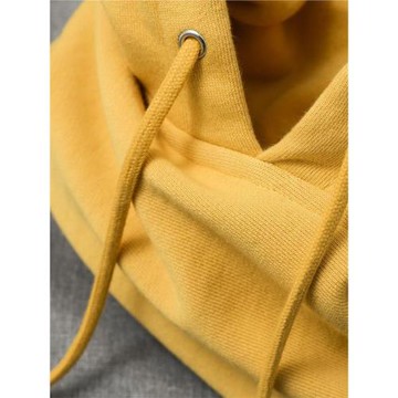 暖色調 600g連帽華棉淡黃色連帽衛衣男女鵝黃華棉套頭帽衫春秋款