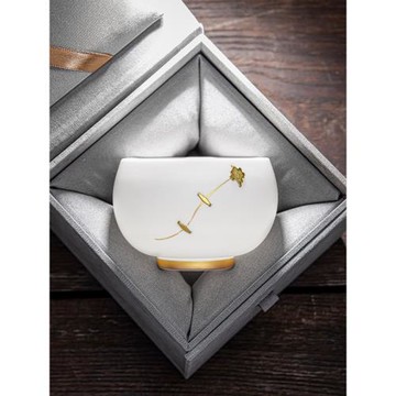 素燒羊脂玉陶瓷茶杯主人杯單個高檔個人專用女功夫品茗杯茶碗茶盞