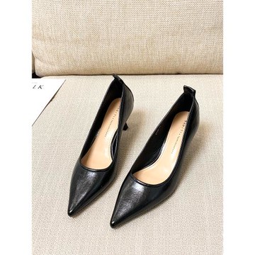 高跟鞋女黑色細跟氣質工作鞋舒適軟底上班鞋軟皮通勤職業尖頭單鞋