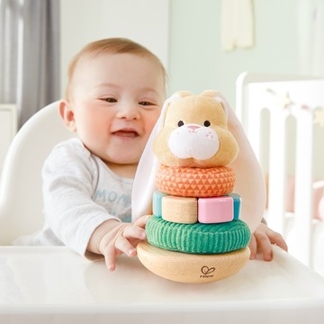 🚚快速出貨【德國Hape】趣味小兔子堆塔｜生日禮物、週歲禮、木製玩具