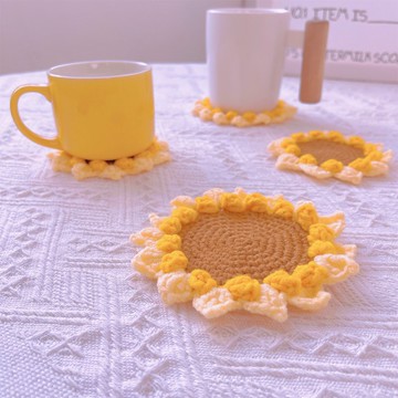 手工鉤織向日葵杯墊組