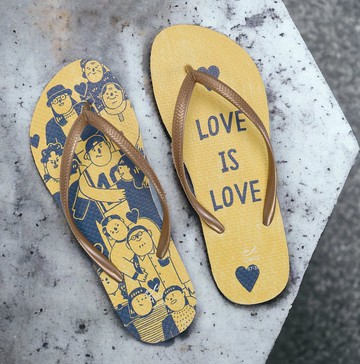 女生文創手繪風夾腳拖鞋 柔軟防滑人字拖鞋 普普系列 -愛最大-