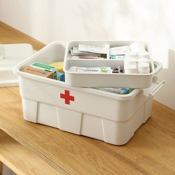 日本 霜山 手提式多功能收納箱/醫藥箱/工具箱(附分類貼紙)