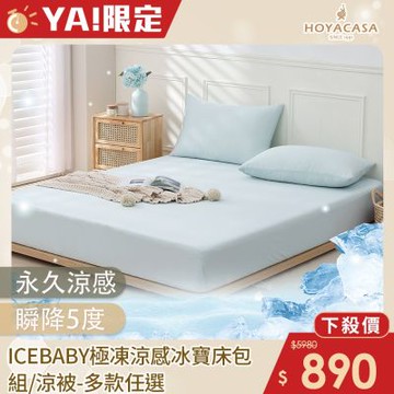 HOYACASA ICEBABY極凍涼感冰寶床包枕套組/單品涼被-雙人/加大(多款任選)