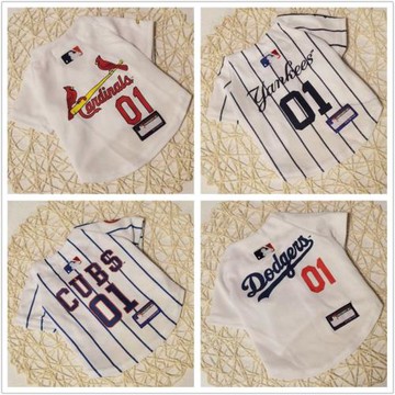 外貿寵物狗狗棒球隊服運動裝夏裝泰迪雪納瑞法斗邊牧比熊中小型犬