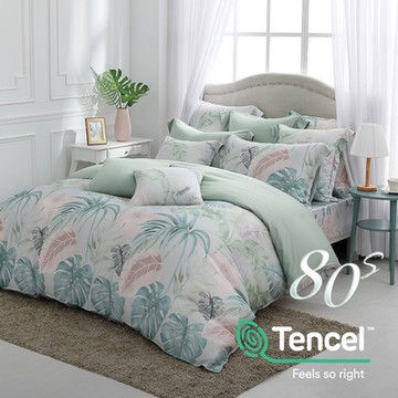 鴻宇 雙人床包薄被套組 天絲400織 威特夏 台灣製