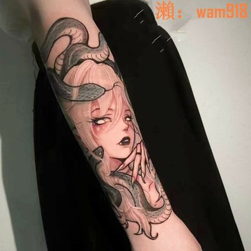【店長推薦】紋身貼防水持久美杜莎半永久洗不掉草本男生款蜾汁花臂高顏值