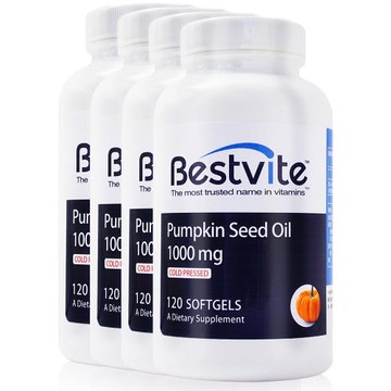 【美國BestVite】天然南瓜籽油膠囊4瓶組 (120顆*4瓶)