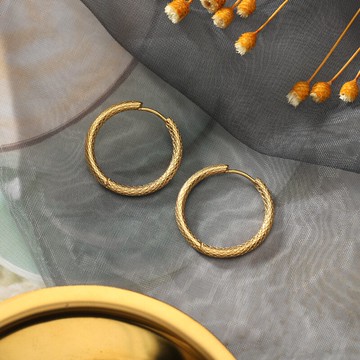 金色素圈耳扣女簡約氣質圓圈耳釘高級感耳飾潮耳環