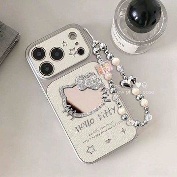 新款上新線條貓咪蘋果17手機殼iPhone16promax小羊皮15鏡子14/13掛繩12/11