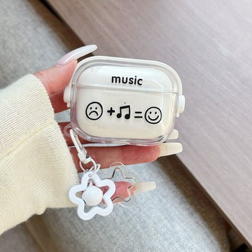 Music創意音符 表情包 AirPods Pro3藍牙耳機殼 AirPods 3/4代 Pro2代 保護套 透明防摔殼