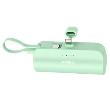 行動電源 5000mAh TYPE-C PHP-137TC 綠色 - 迷你便攜 自帶接頭 隨插即用