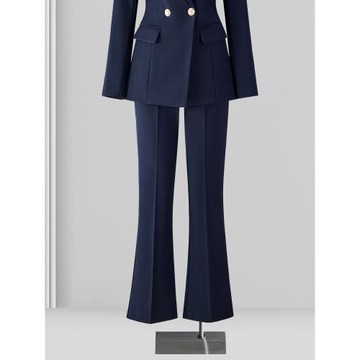 (免運)藏青色職業西裝闊腿褲女2025新款春秋款休閑微喇正裝褲工作服褲子