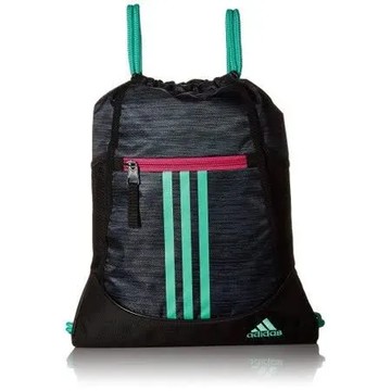 【Adidas】2018時尚聯盟黑綠色拉鍊款抽繩後背包【預購】