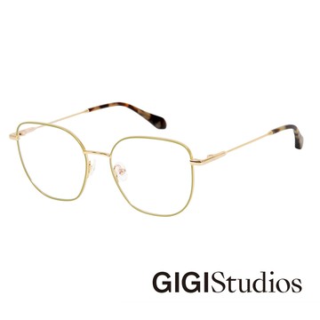 【GIGI Studios】完美六邊型光學眼鏡(綠金 - LUZIA-64910/7)