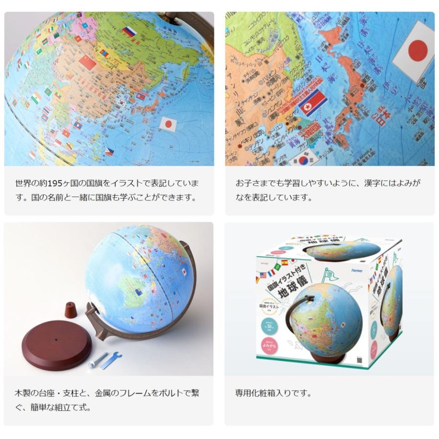 レイメイ藤井 地球儀 国旗イラスト・よみがな付き 行政タイプ 球形30cm OYV328