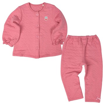 akachan honpo - 長袖鋪棉家居服前開式-愛心 櫻桃-紅色