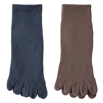 NicoFun 愛定做 女款短筒五趾防滑瑜伽襪 女襪 2雙  22.5~25cm  藍色 + 咖啡色