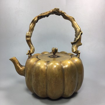 純銅壺仿古銅器南瓜提梁壺酒壺茶壺水壺家居茶道酒店裝飾工藝擺件