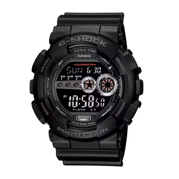 【CASIO 卡西歐】G-SHOCK 堅固耐用 高亮度多功能 數位電子錶款 黑  GD-100-1B_51.2mm