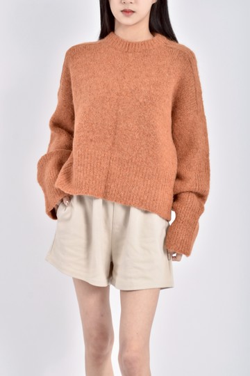 (L) approach質感針織長袖素面橘色毛衣