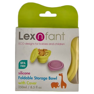 Lexnfant 小 黃色 250ml 矽膠摺疊碗 附蓋  1個