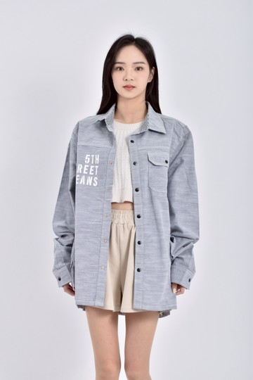 (XL) 5th street質感棉質純棉排扣藍色外套