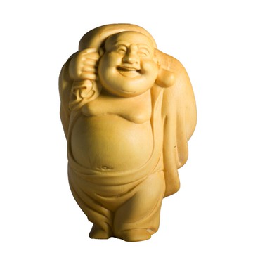 彌勒佛黃楊木把件-佛像招財木雕掛飾家居擺件74ap19【獨家進口】【米蘭精品】