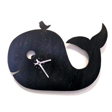 手工木作創意時鐘 黑眼逗逗 - 鳥鯨