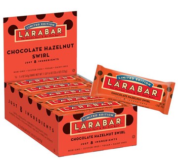 Larabar Fruit & Nut Food Bar Gluten Free Chocolate Hazelnut Swirl 16 Bars