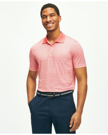 Brooks Brothers Men's Performance Series Hibiscus Print Jersey Polo Shirt | Coral | Size XL