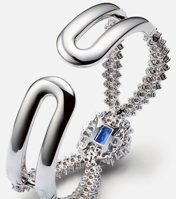 Yeprem Reign Supreme 18kt white gold bangle with diamonds and sapphire
