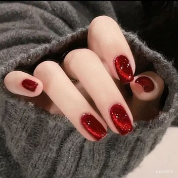 💥新年戰甲❤️【秋冬爆款】穿戴甲紅寶石2025新年款指甲貼片高級感貓眼顯白手工手工穿戴甲 Z29L