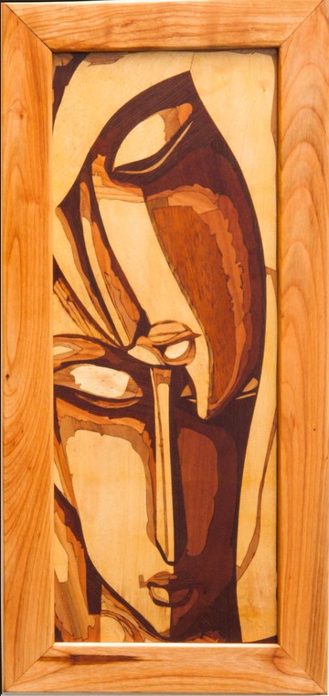 Love 立體主義木質馬賽克鑲嵌鑲嵌面板波西米亞風框架家居牆壁裝飾牆