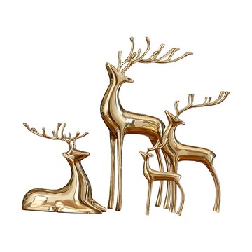 純銅鹿擺件全銅抽象工藝禮品美式輕奢現代簡約家居客廳酒柜裝飾品