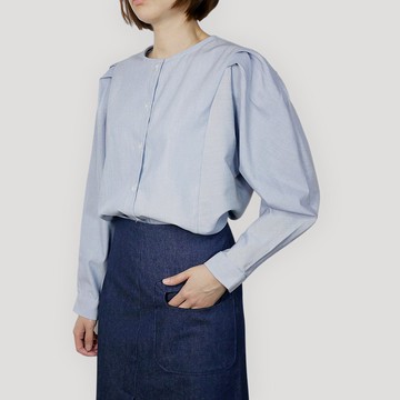 天藍色丹寧連袖上衣