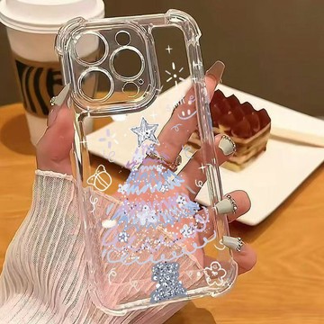 台灣出貨🚚防摔殼 生日禮物🎁 四角防摔聖誕樹適用蘋果17手機殼iphone16promax全包15pro/14...