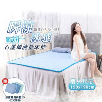 【日本旭川】生命磁瞬涼冰感能量護眠睡墊-雙人-贈透氣餐椅墊2入