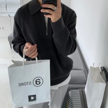 毛衣男士2026秋冬潮牌寬松外套韓版學院風休閑翻領套頭上衣針織衫