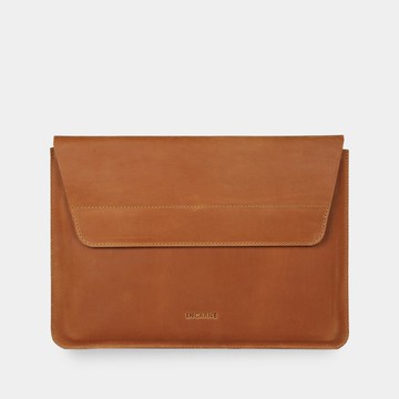 頂級干邑棕皮質筆記本電腦保護套——輕薄型商務旅行專用筆電套