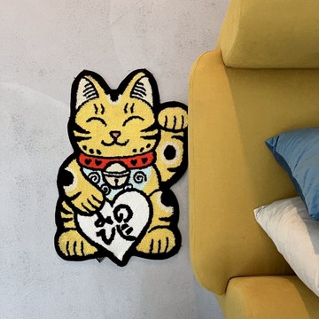 招財貓地毯 虎斑黃 (S)