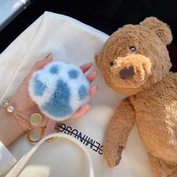原創！【小奶糕】爪爪雪糕卡通可愛獺兔毛鑰匙扣毛絨包掛件車掛飾