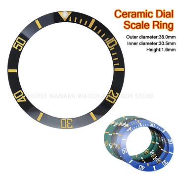 38 毫米 * 30.5 毫米陶瓷錶盤表圈手錶錶盤圈適用於勞力士水鬼插入環坡度適用於 40 毫米錶殼手錶零件維修工具配件