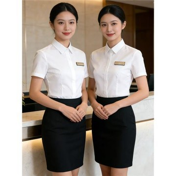 白色短袖襯衫女薄款夏季氣質上衣面試正裝酒店前臺工作服女士襯衣