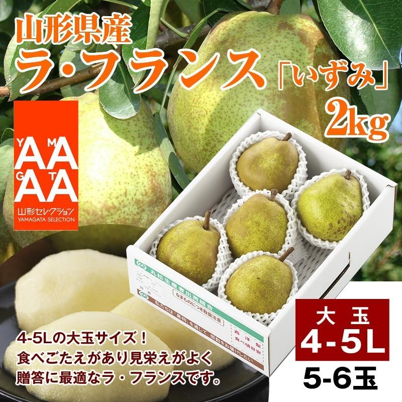 ラ・フランス 送料無料 洋梨 山形県産 2kg （5-6玉）4-5L いずみ 山形セレクション認定ラフランス