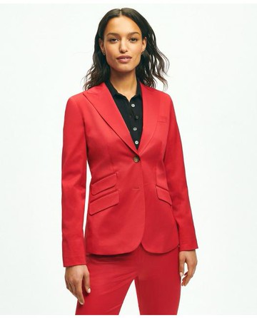 Brooks Brothers Women's Peak Lapel Cotton Sateen Jacket | Bright Red | Size 0