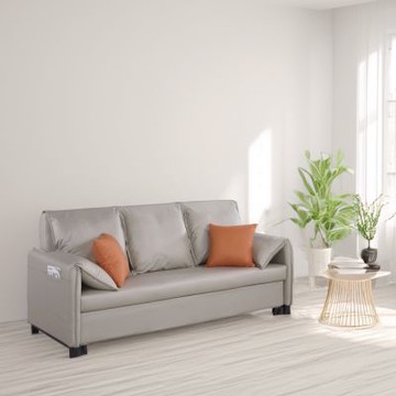 文創集 喬巴科技布灰色前拉式沙發床(前拉式機能設計)-200xx92x96cm免組