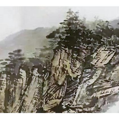 肉筆水墨画　山水画　no25　傅栄基作　インテリアの小物　絵画