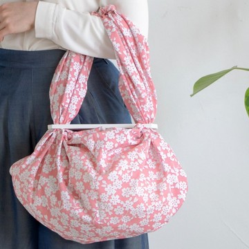 京都風呂敷包巾-褔結 三巾-櫻與青海波(粉+藍)